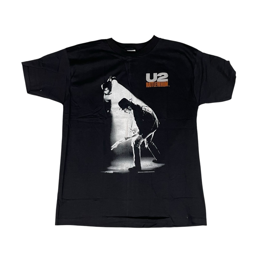 U2 Rattle and Hum Bono The Edge Black White Band Tee Shirt Size L
